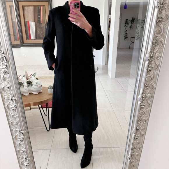 Fleurette Loro Piana Black City Classic Wool Coat / Trench Size 10P - Picture 1 of 14